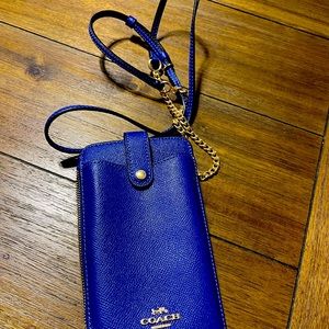 COACH. Royal blue cell phone purse.